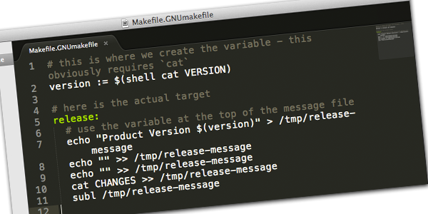 Using the contents of a file as a variable in a Makefile